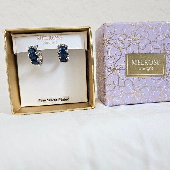 Faux Sapphire Diamond Earrings - Picture 4 of 4
